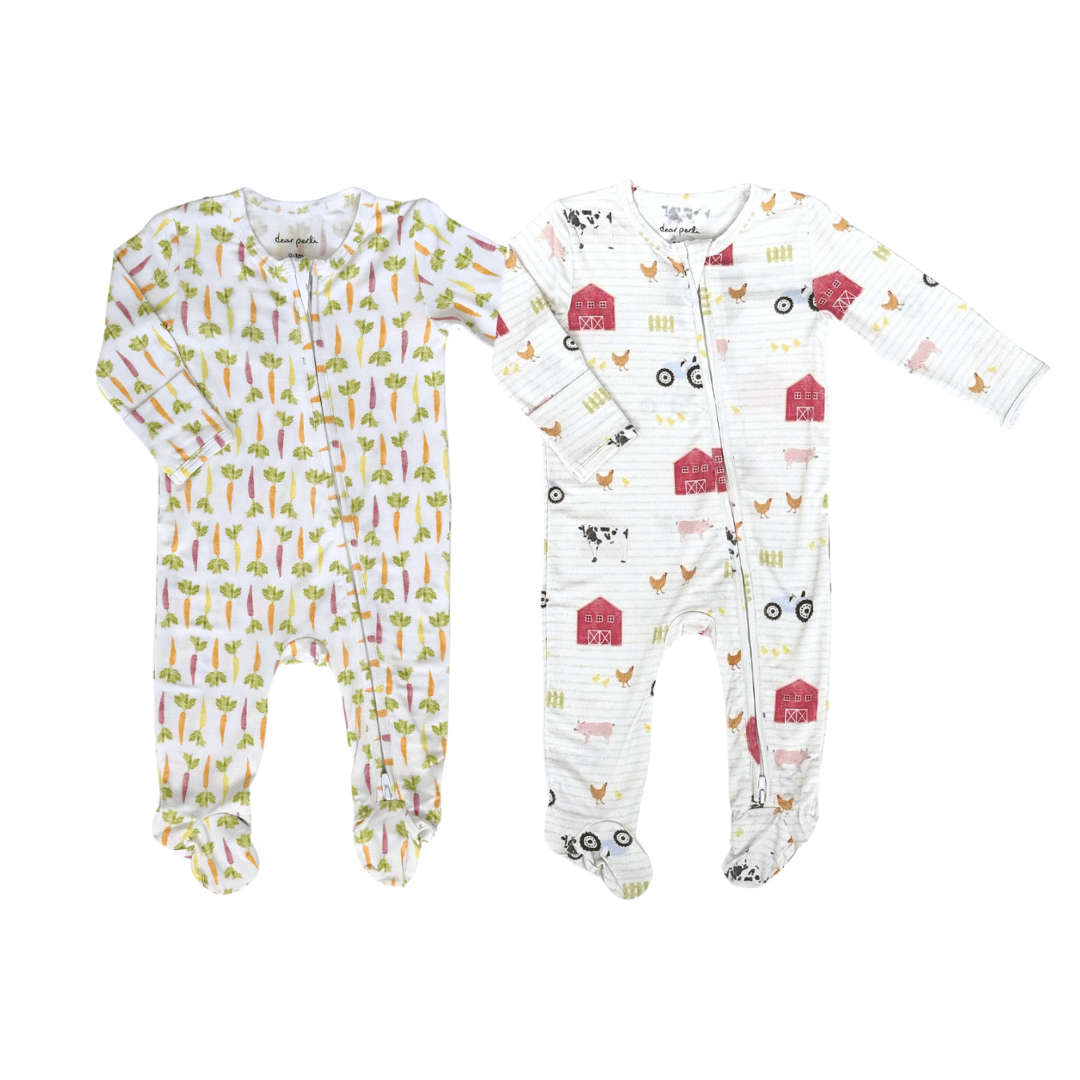 Footie Zippered One Piece - 2 Pack 0 - 3m - Dear Perli