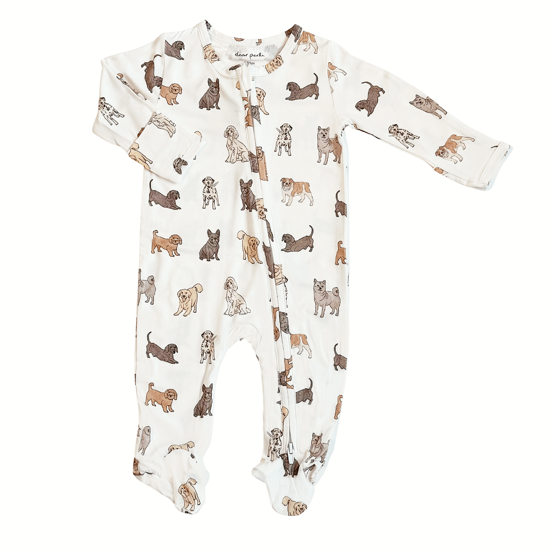 Footie Zippered One Piece in Doggy Friends - Dear Perli