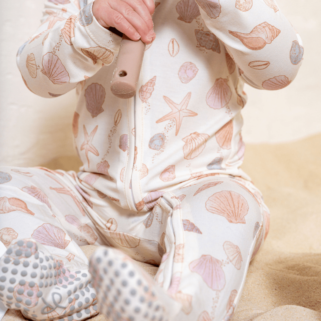 Footie Zippered One Piece in Shellabrations - Dear Perli