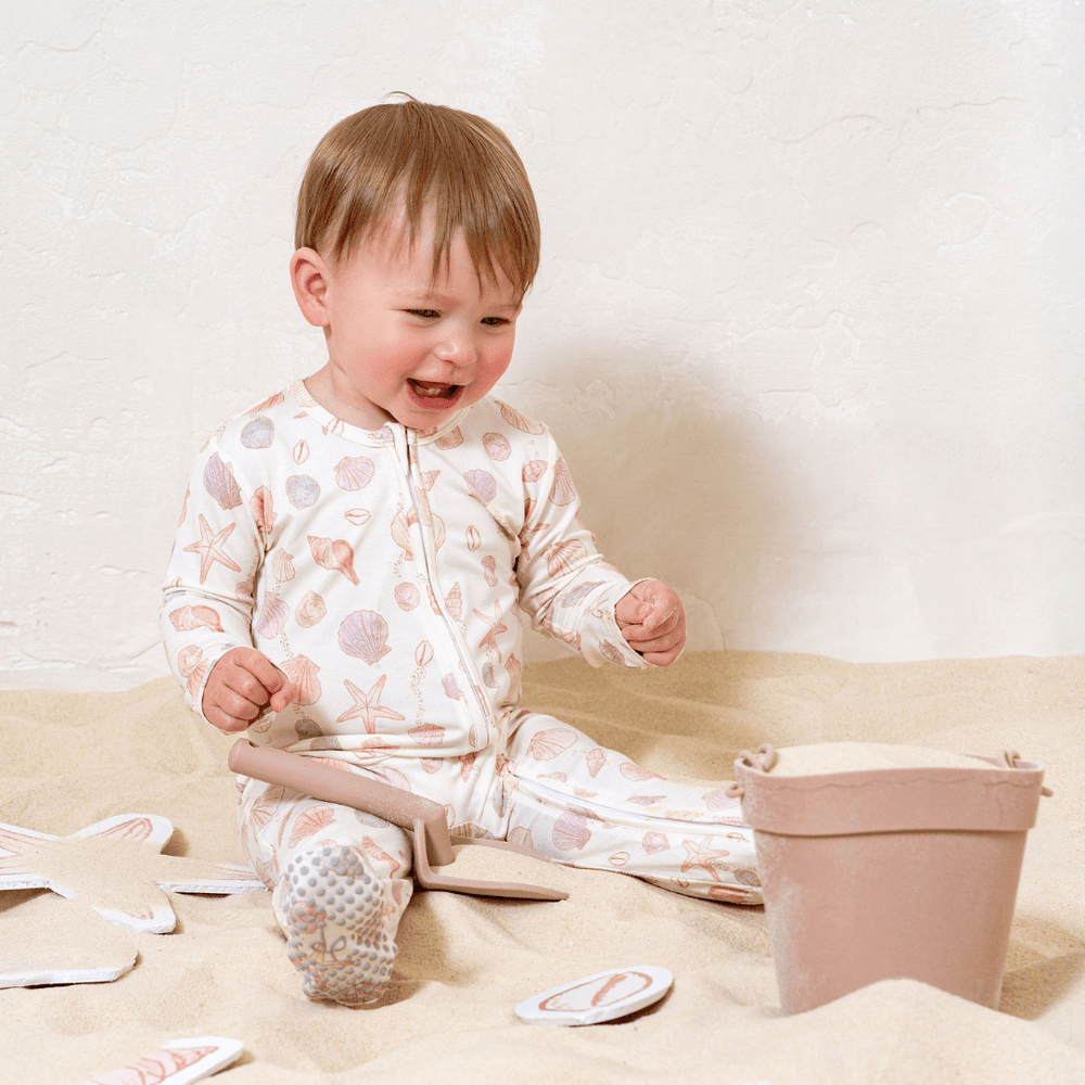 Footie Zippered One Piece in Shellabrations - Dear Perli
