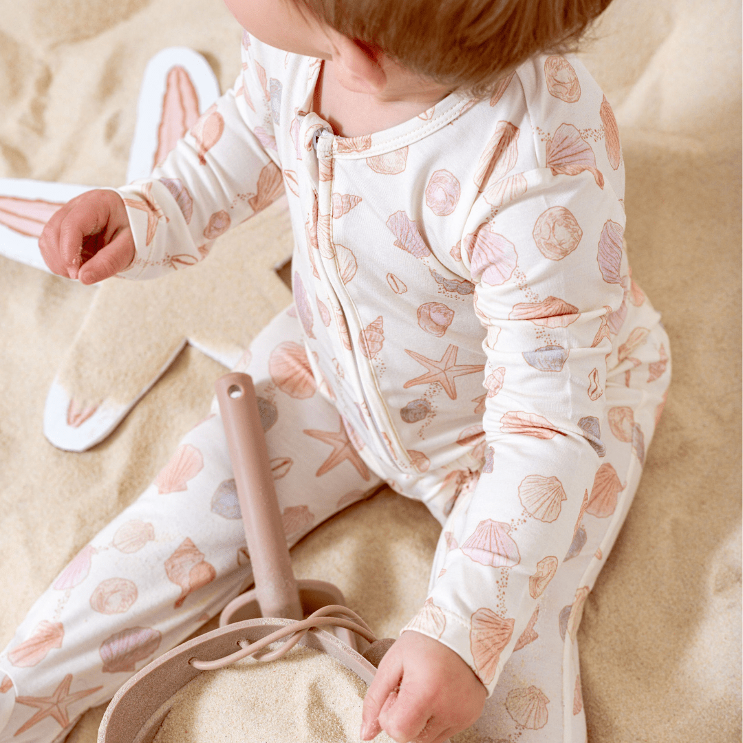 Footie Zippered One Piece in Shellabrations - Dear Perli