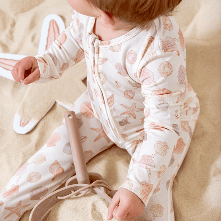 Footie Zippered One Piece in Shellabrations - Dear Perli