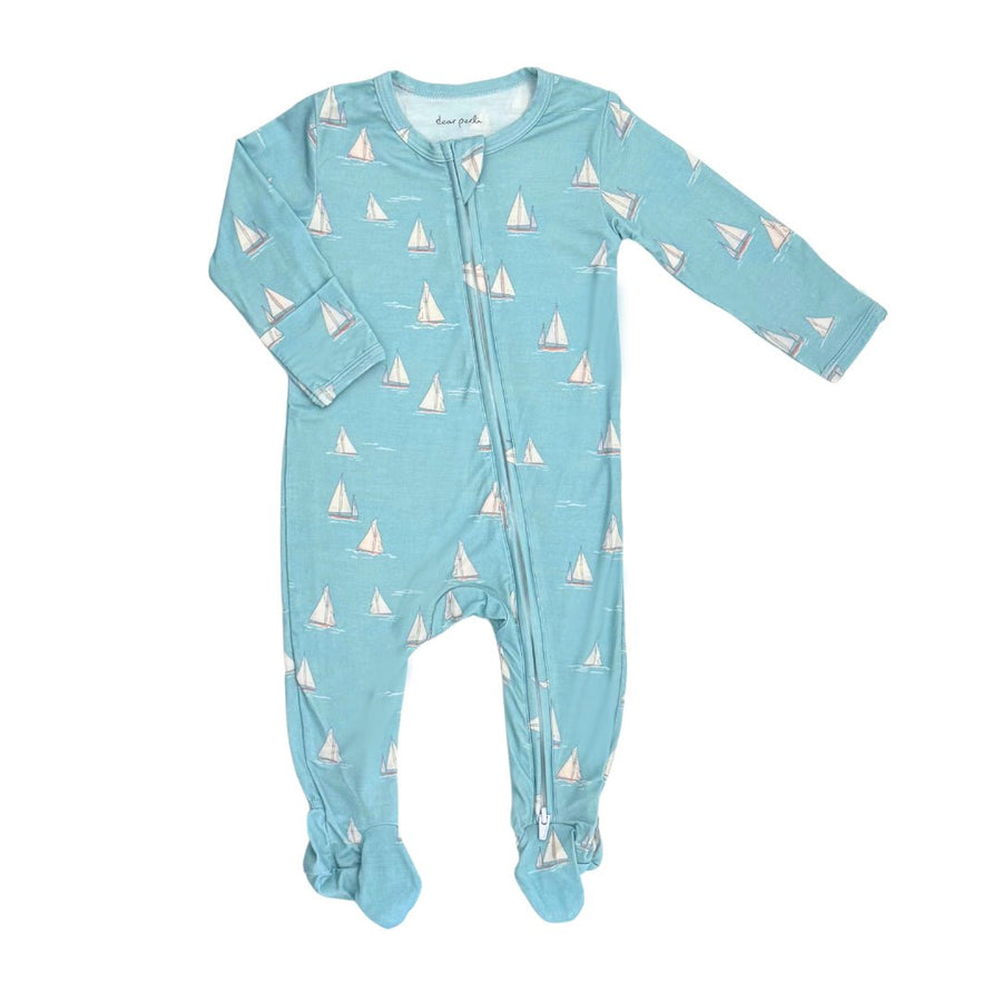 Footie Zippered One Piece in Smooth Sailing - Dear Perli