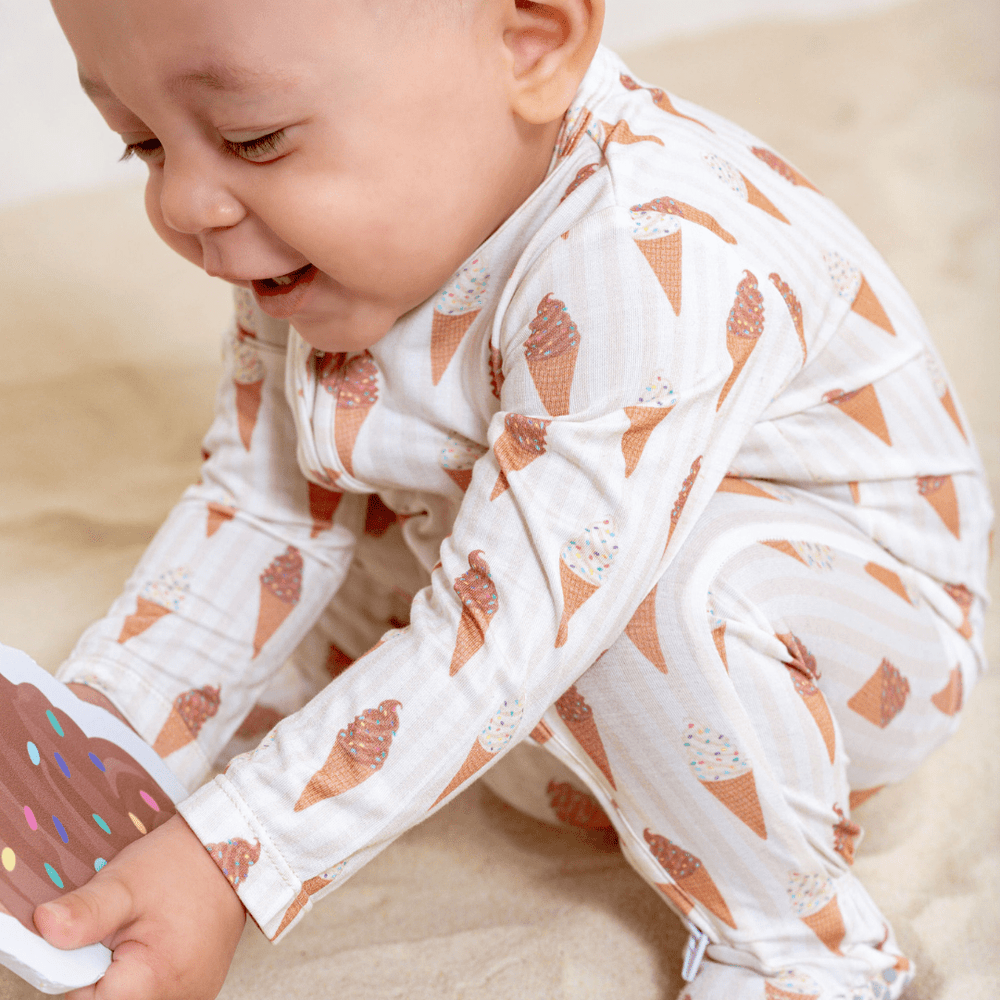 Footie Zippered One Piece in Sundae Fun Day - Dear Perli