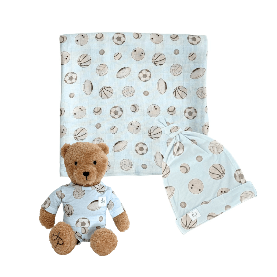 Swaddle Set + Matching Teddy Baby Ballers - Dear Perli