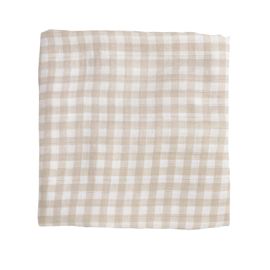 Bamboo Muslin Swaddle Blanket - Gingham - Dear Perli