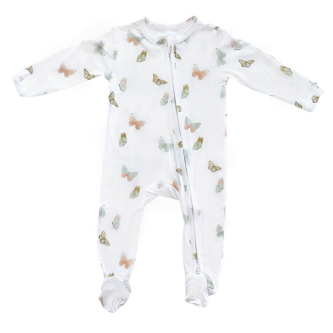 Butterflies Footie Zippered One Piece - Bundled Baby