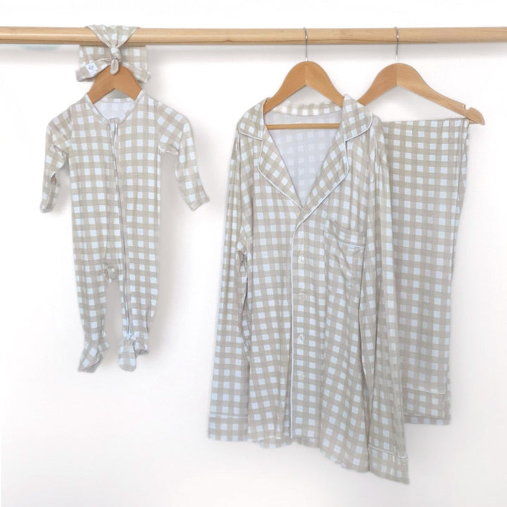 Women's Long Sleeve Pajama Set- Gingham - Dear Perli