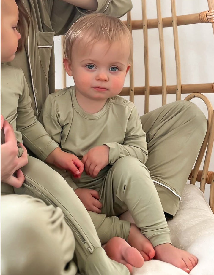 Women's Long Sleeve Pajama Set in Sage - Dear Perli