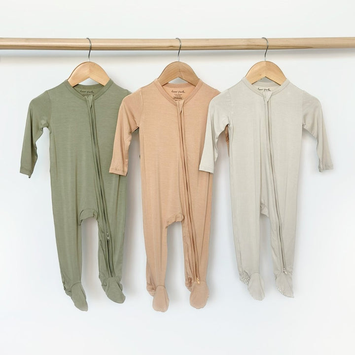Zippered Footie in Apricot - Dear Perli