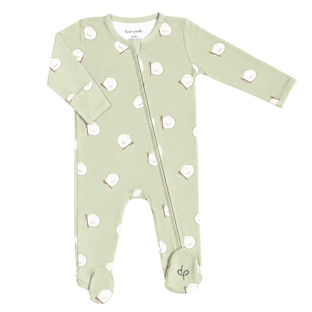 Footie Zippered One Piece in Dumpling Dreams