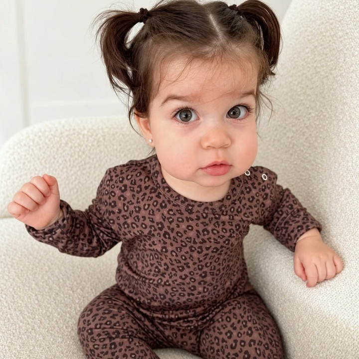 Toddler Pajama Set in Chocolate Leopard