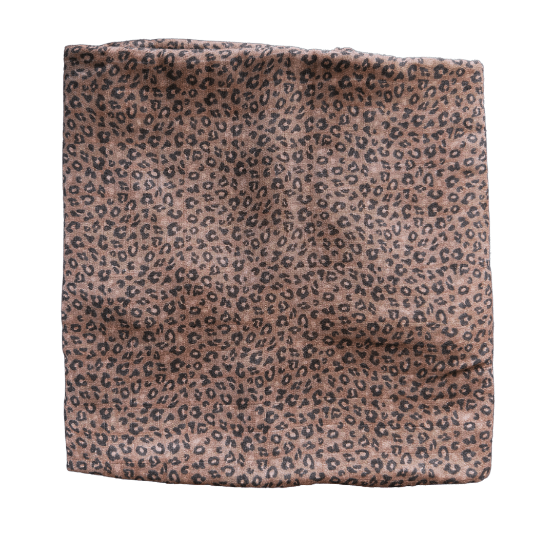 Bamboo Muslin Swaddle Blanket - Chocolate Leopard - Dear Perli