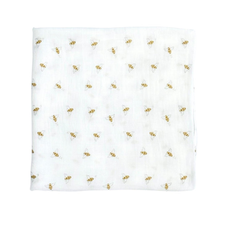 Bamboo Muslin Swaddle Blanket in Busy Bees - Dear Perli