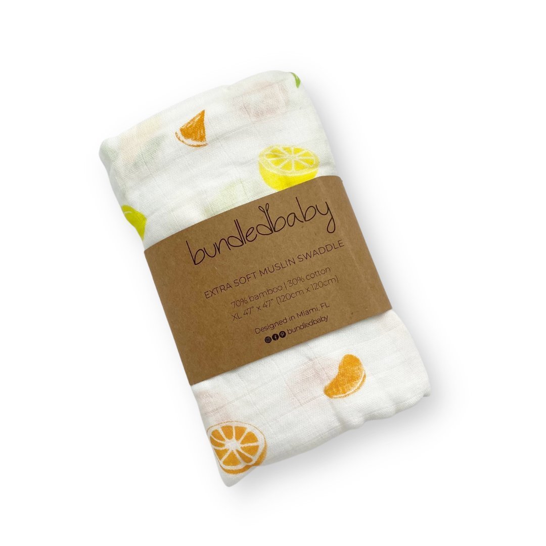 Bamboo Muslin Swaddle Blanket in Busy Bees - Dear Perli