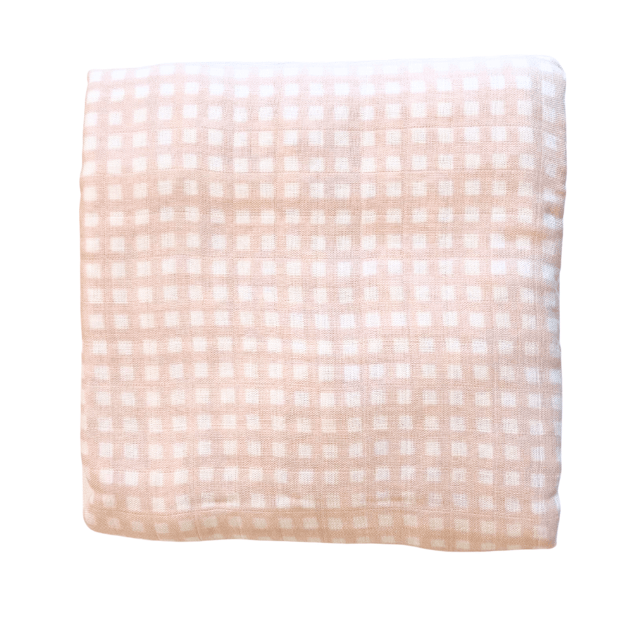 Bamboo Muslin Swaddle Blanket in Micro Ginham Navy - Dear Perli