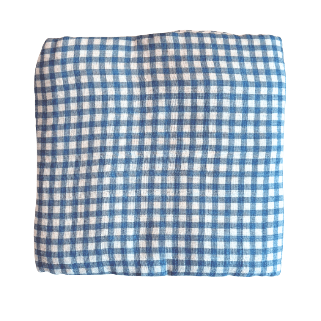 Bamboo Muslin Swaddle Blanket in Micro Ginham Navy - Dear Perli