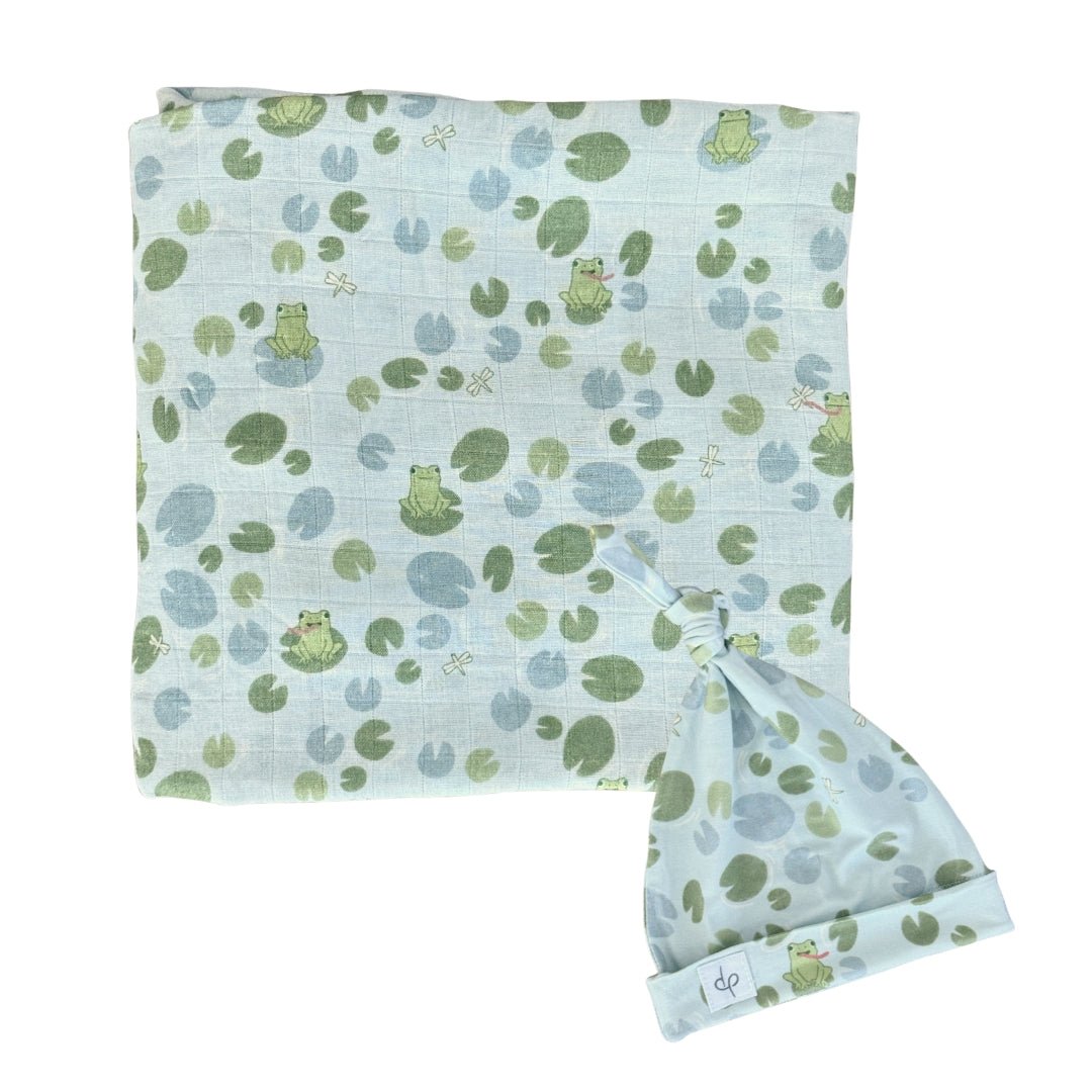 Bamboo Muslin Swaddle Blanket & Topknot Set - Baby Ballers - Dear Perli