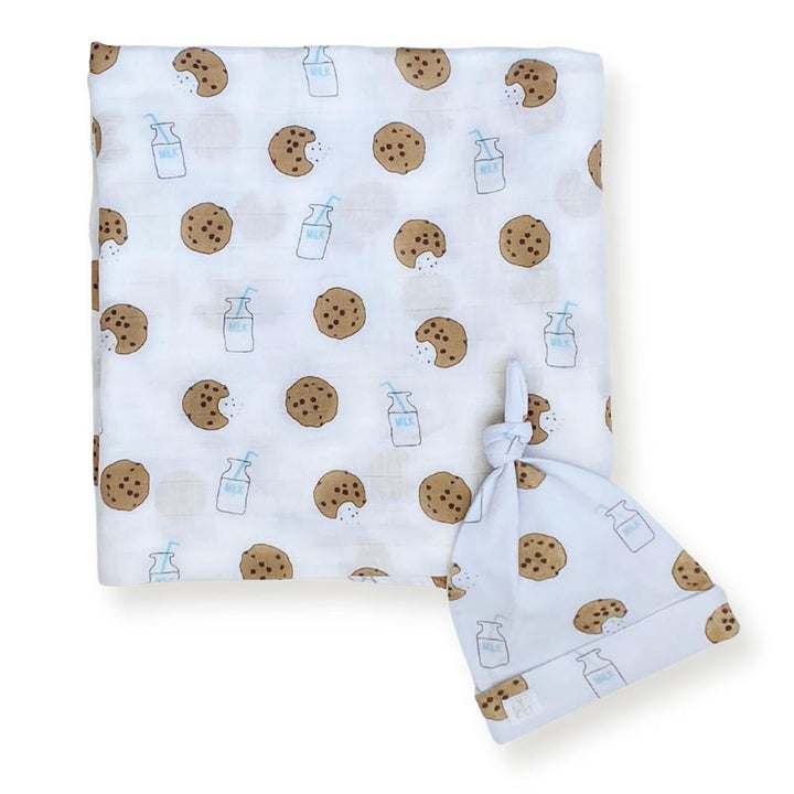 Bamboo Muslin Swaddle Blanket & Topknot Set - Baby Ballers - Dear Perli