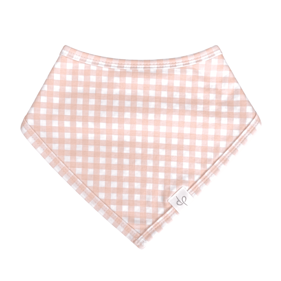 Bandana Bib in Micro Gingham Petal Pink - Dear Perli