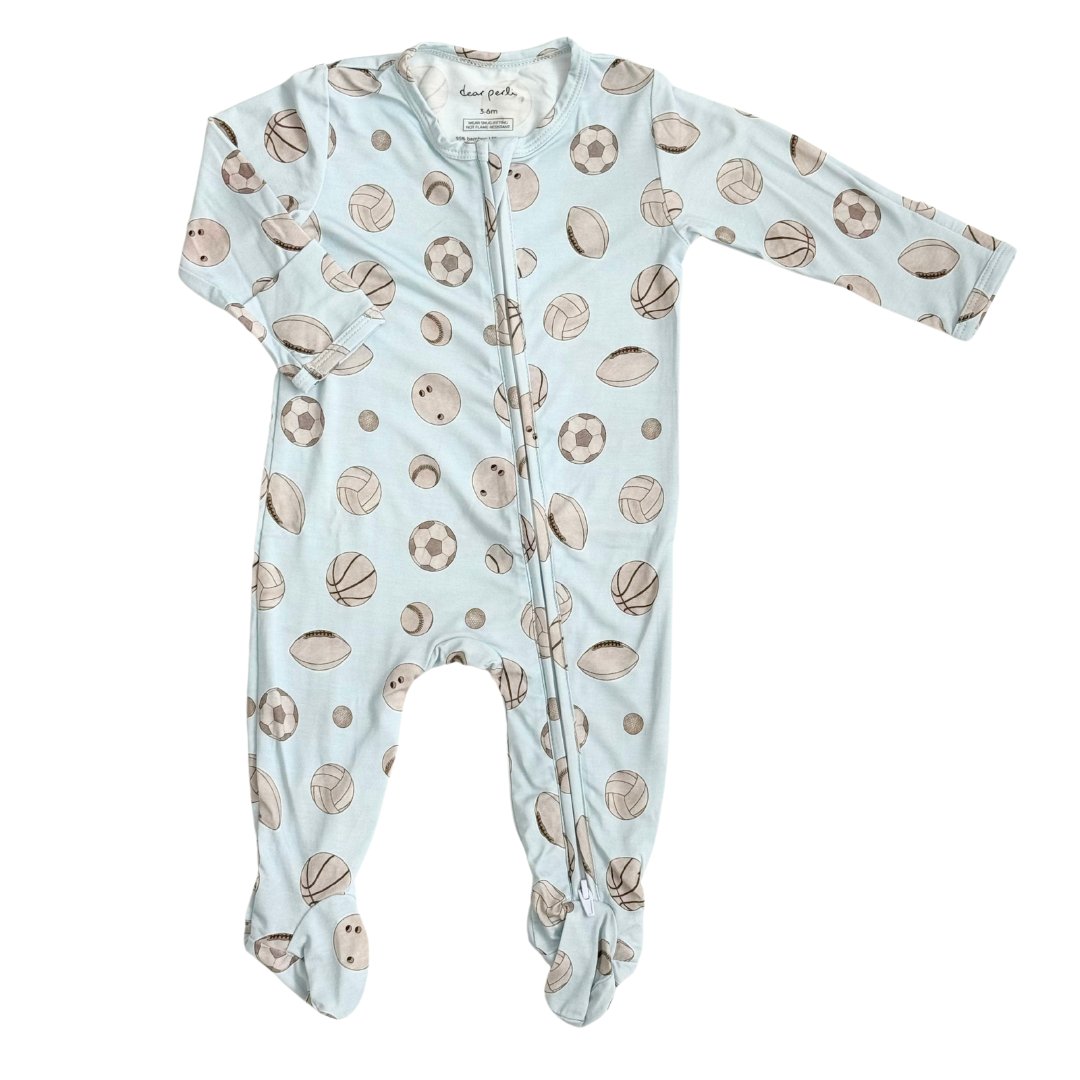 Footie Zippered One Piece in Baby Ballers - Dear Perli