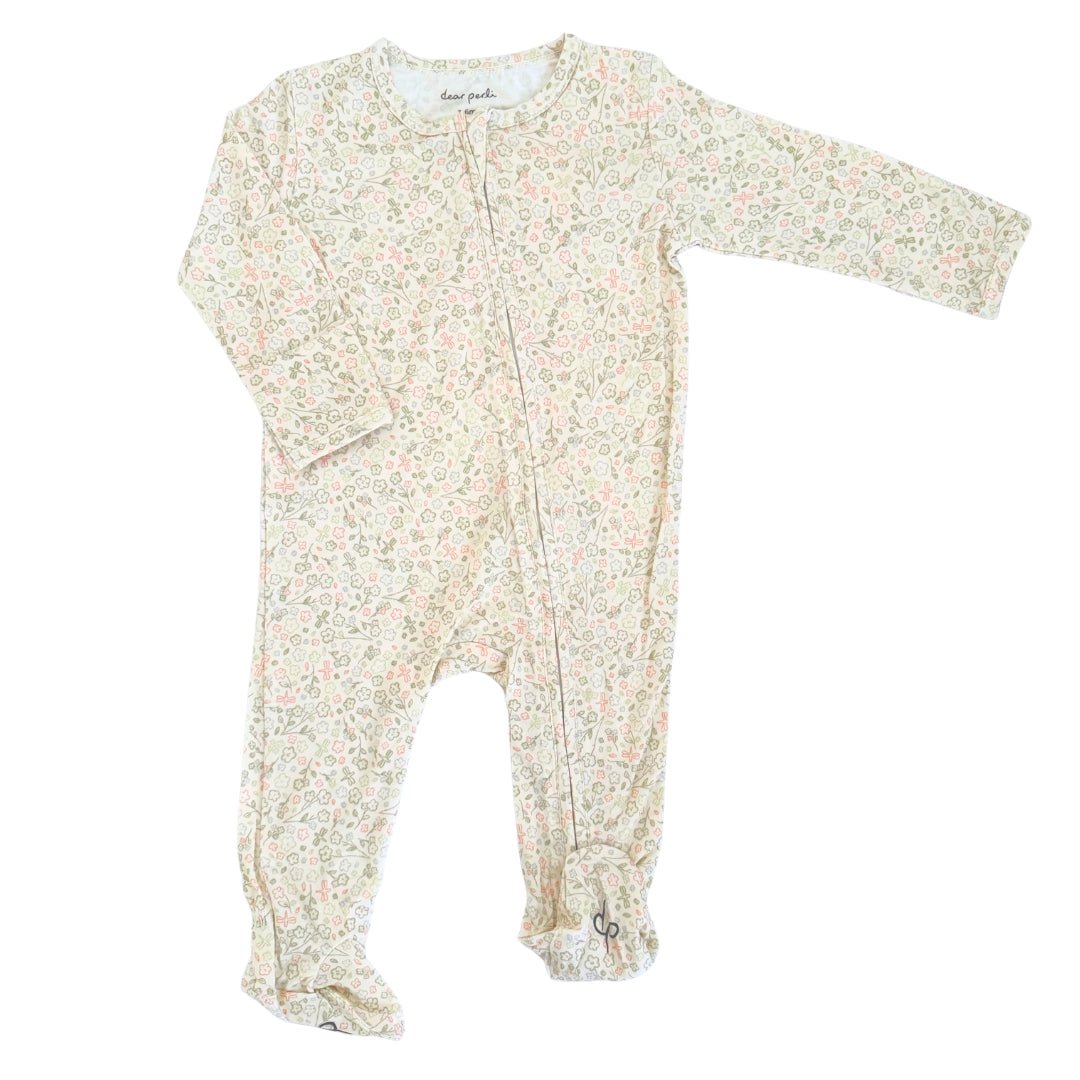 Footie Zippered One Piece in Bloom By The Pond - Dear Perli