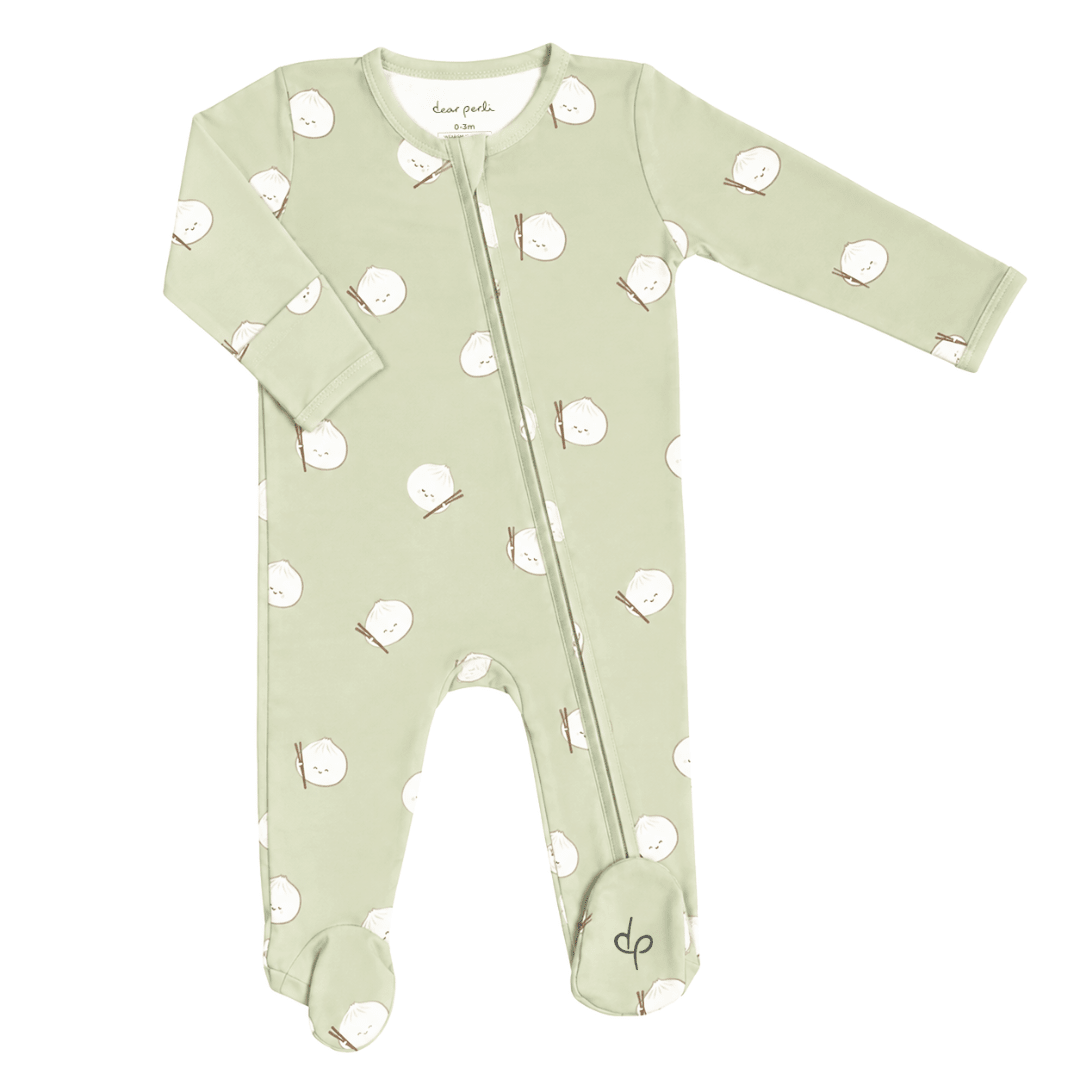 Footie Zippered One Piece in Dumpling Dreams - Dear Perli