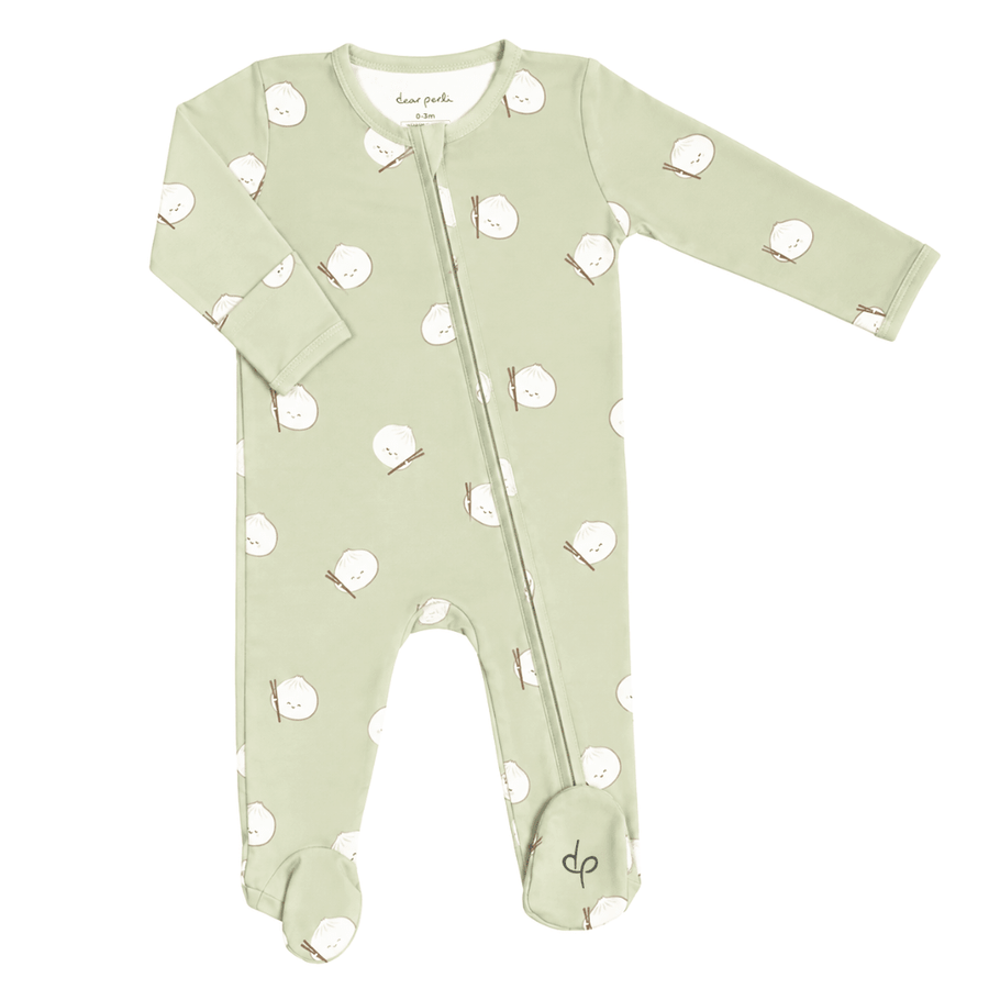 Footie Zippered One Piece in Dumpling Dreams - Dear Perli