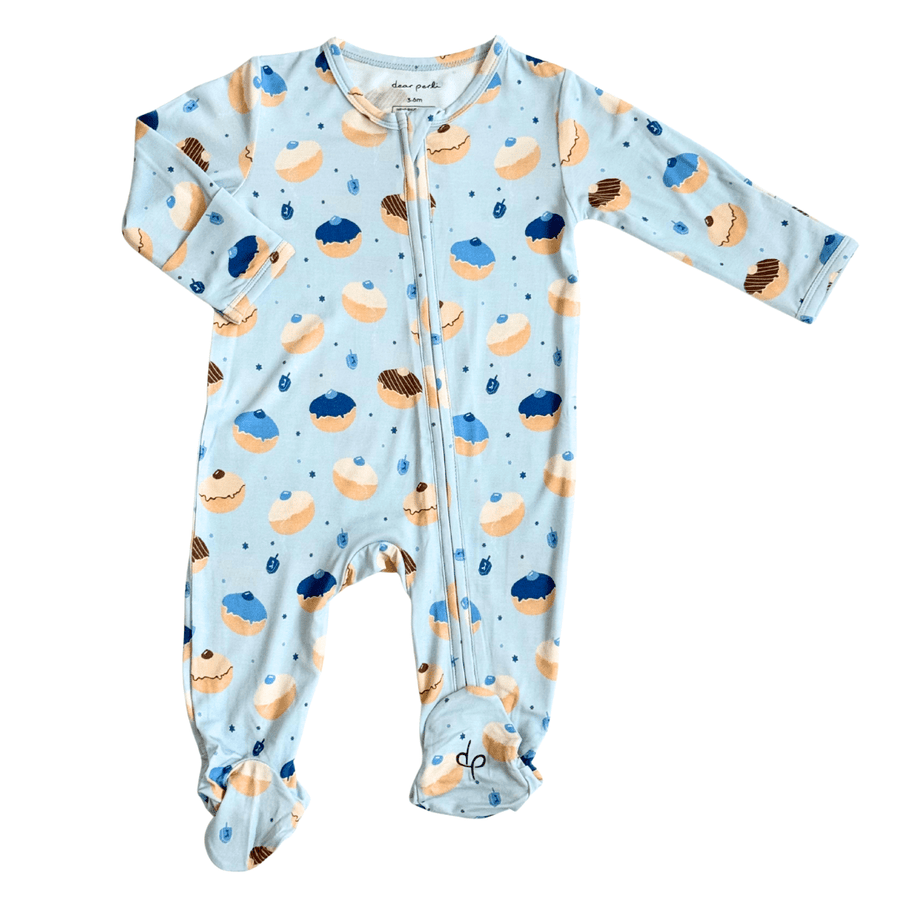 Footie Zippered One Piece in Hanukkah Glaze - Dear Perli