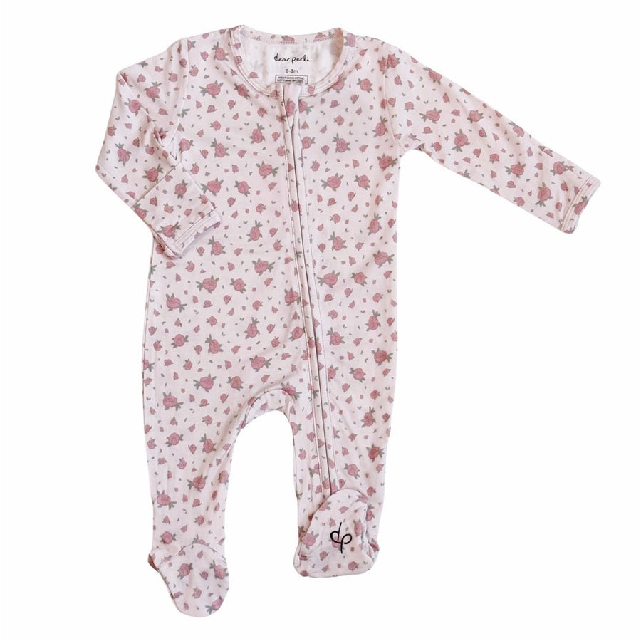 Footie Zippered One Piece in Rosie Posie - Dear Perli