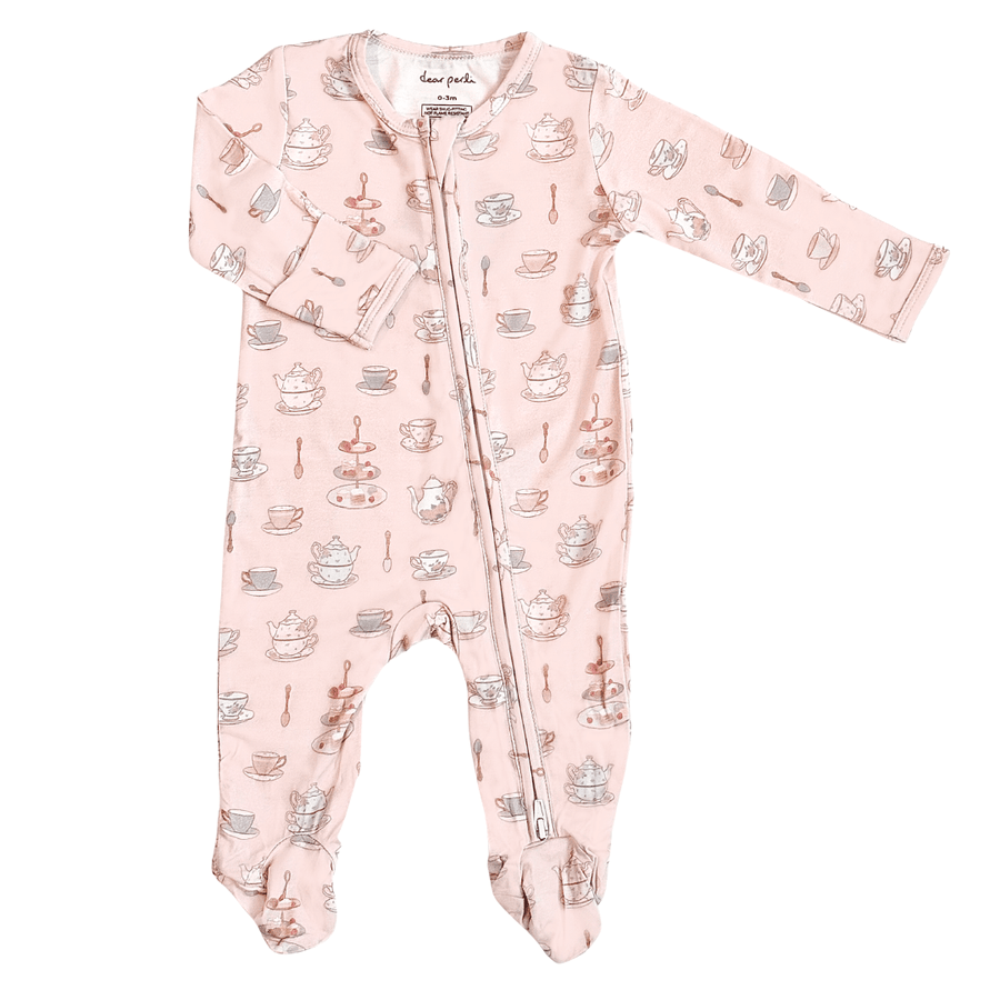 Footie Zippered One Piece in Tea Time - Dear Perli