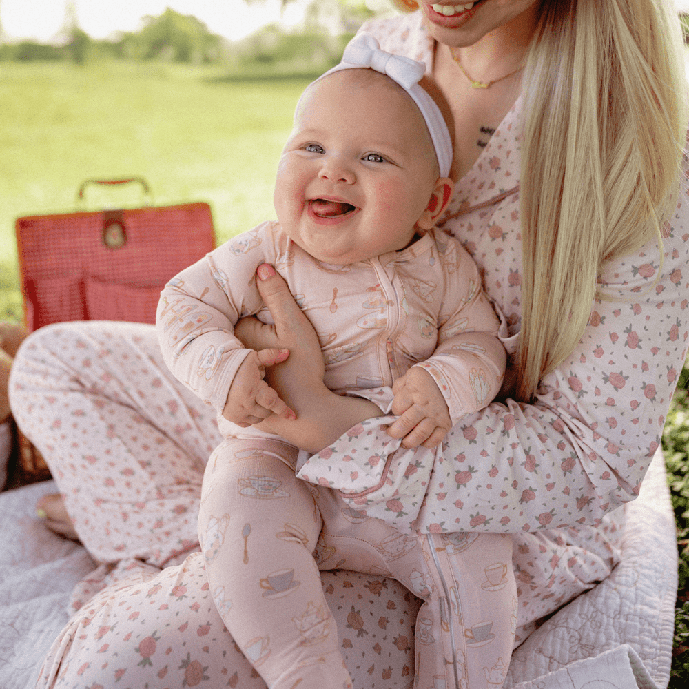 Footie Zippered One Piece in Tea Time - Dear Perli