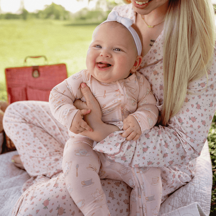 Footie Zippered One Piece in Tea Time - Dear Perli
