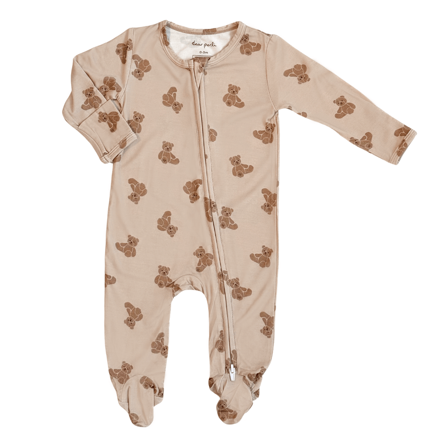 Footie Zippered One Piece in Teddy Tales - Dear Perli