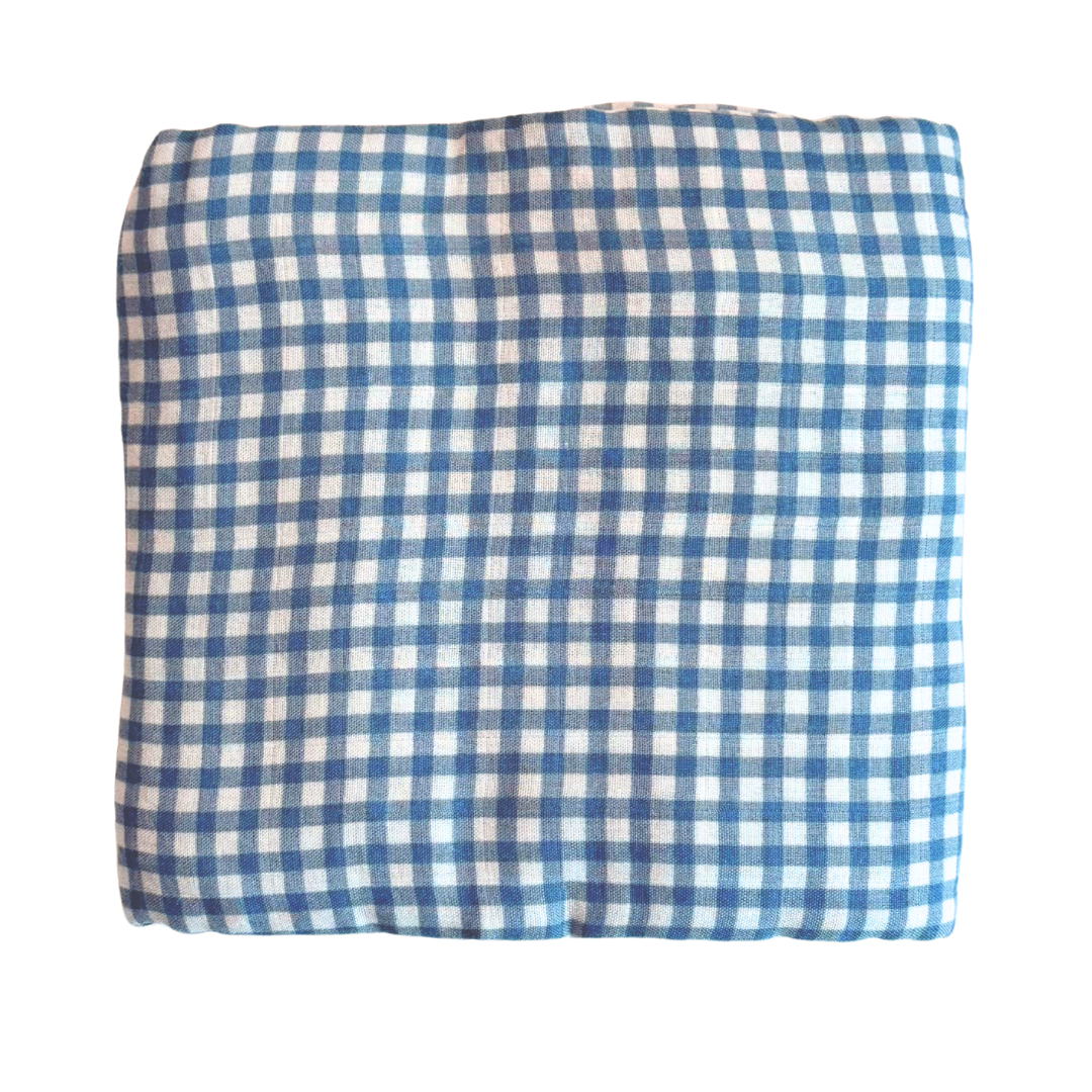 Bamboo Muslin Swaddle Blanket in Micro Ginham Petal Pink