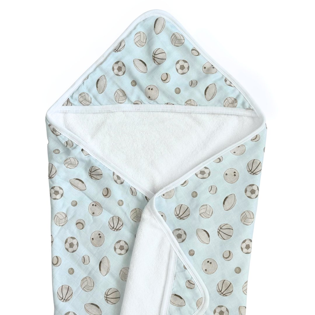 Hooded Towel in Baby Ballers - Dear Perli