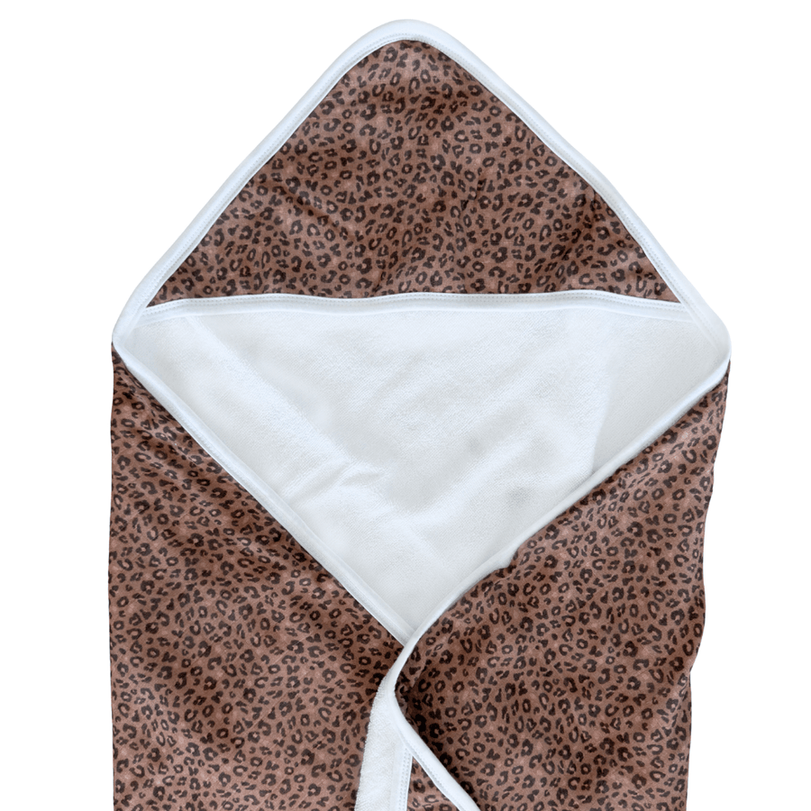 Hooded Towel in Chocolate Leopard - Dear Perli