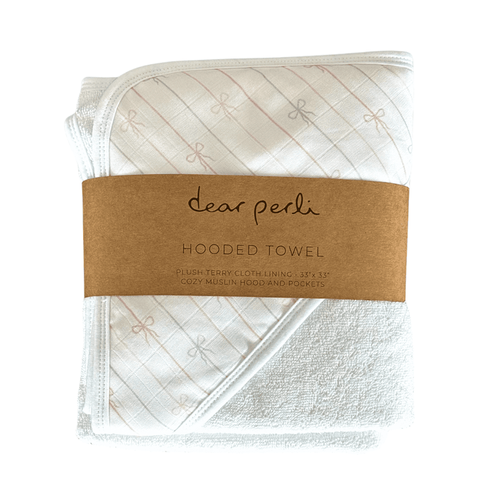 Hooded Towel in Darling Bows - Dear Perli