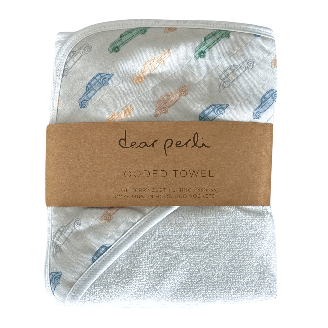 Hooded Towel in Vintage Vroom - Dear Perli