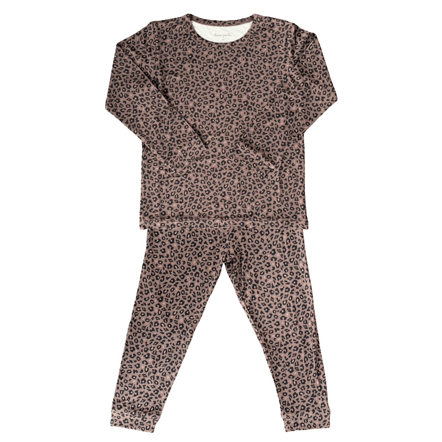 Toddler Pajama Set in Chocolate Leopard - Dear Perli