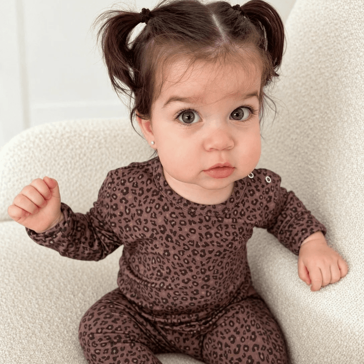 Toddler Pajama Set in Chocolate Leopard - Dear Perli