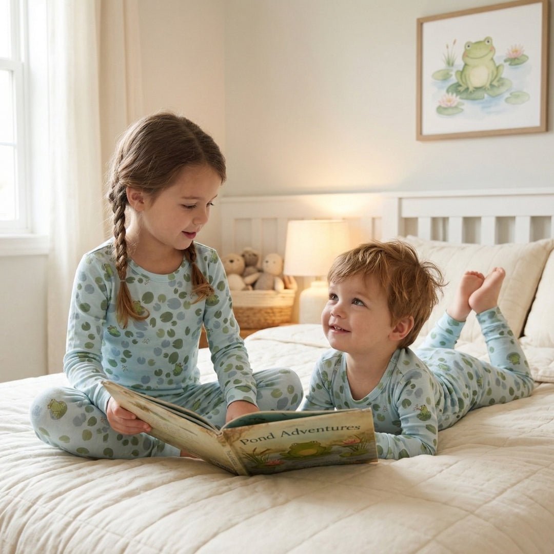 Toddler Pajama Set in Ribbits by the Pond - Dear Perli