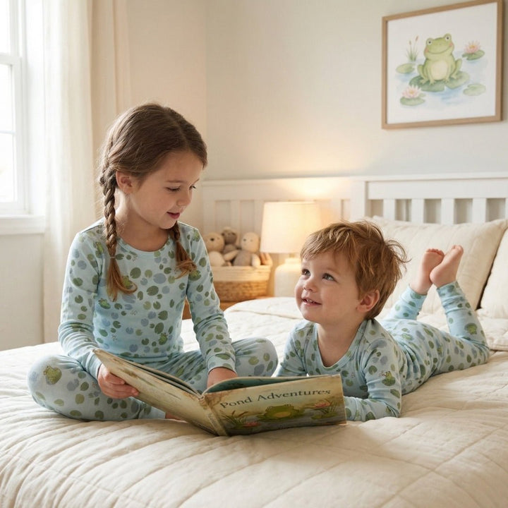Toddler Pajama Set in Ribbits by the Pond - Dear Perli