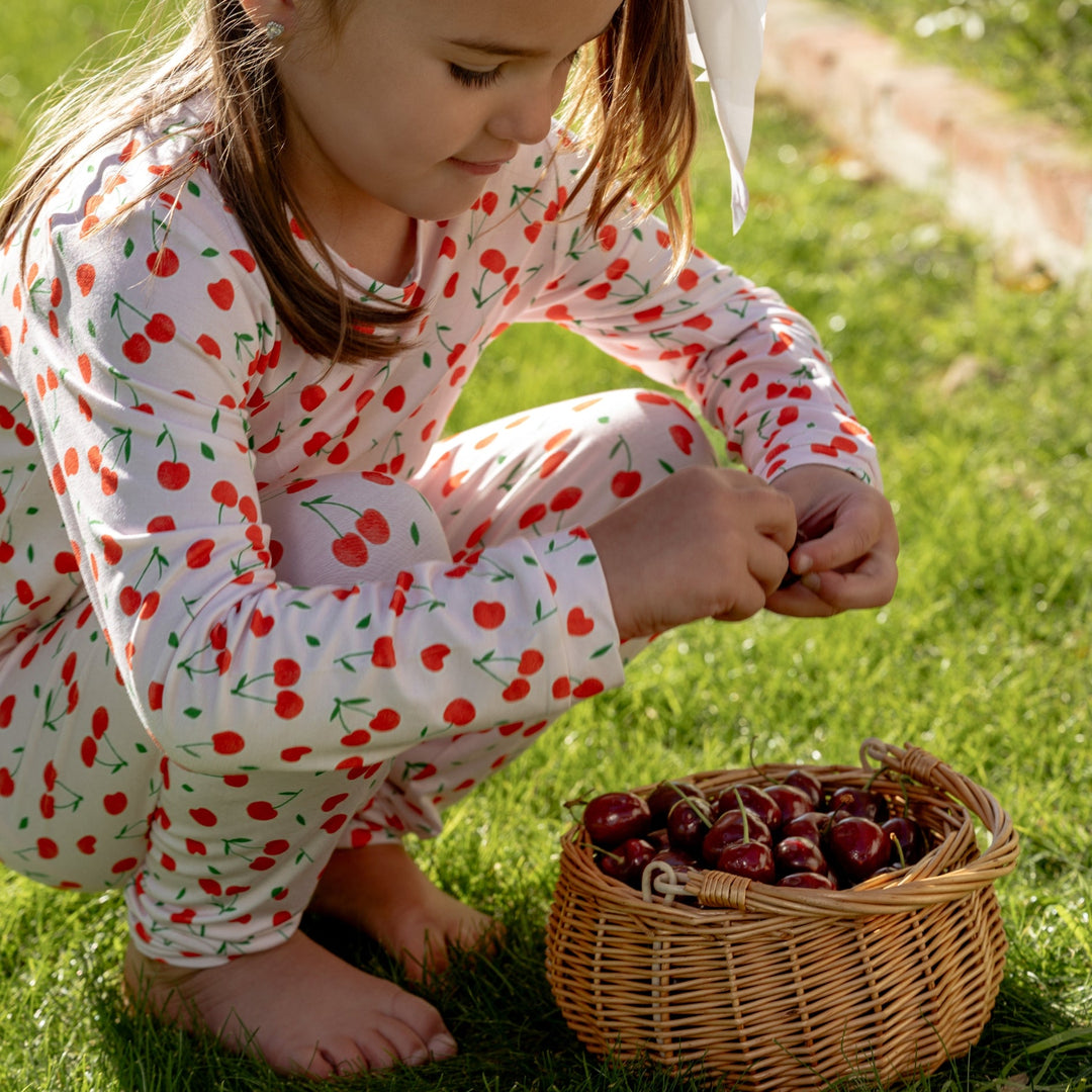 Toddler Pajama Set in Sweetheart Cherries - Dear Perli