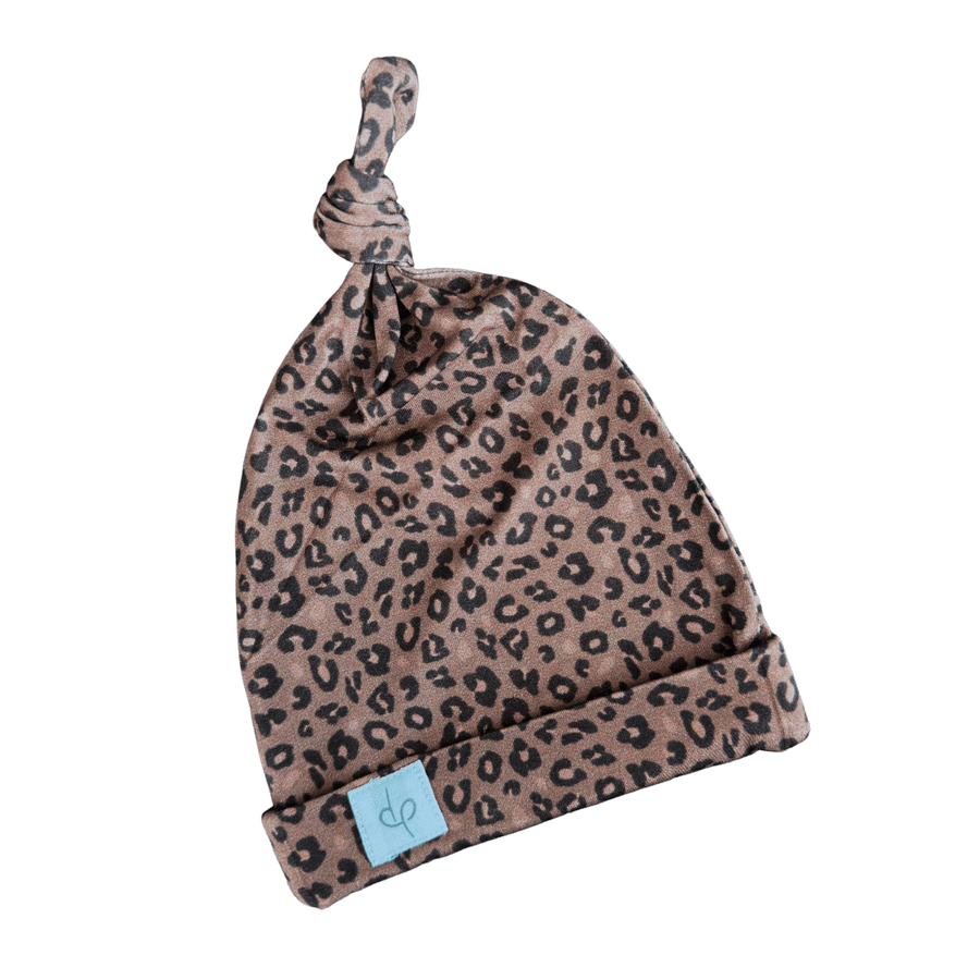 Top Knot Hat - Chocolate Leopard - Dear Perli