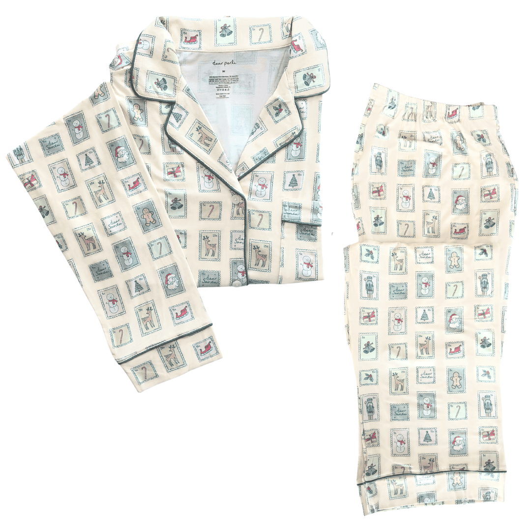 Women's Long Sleeve Pajama Set in Dear Santa - Dear Perli