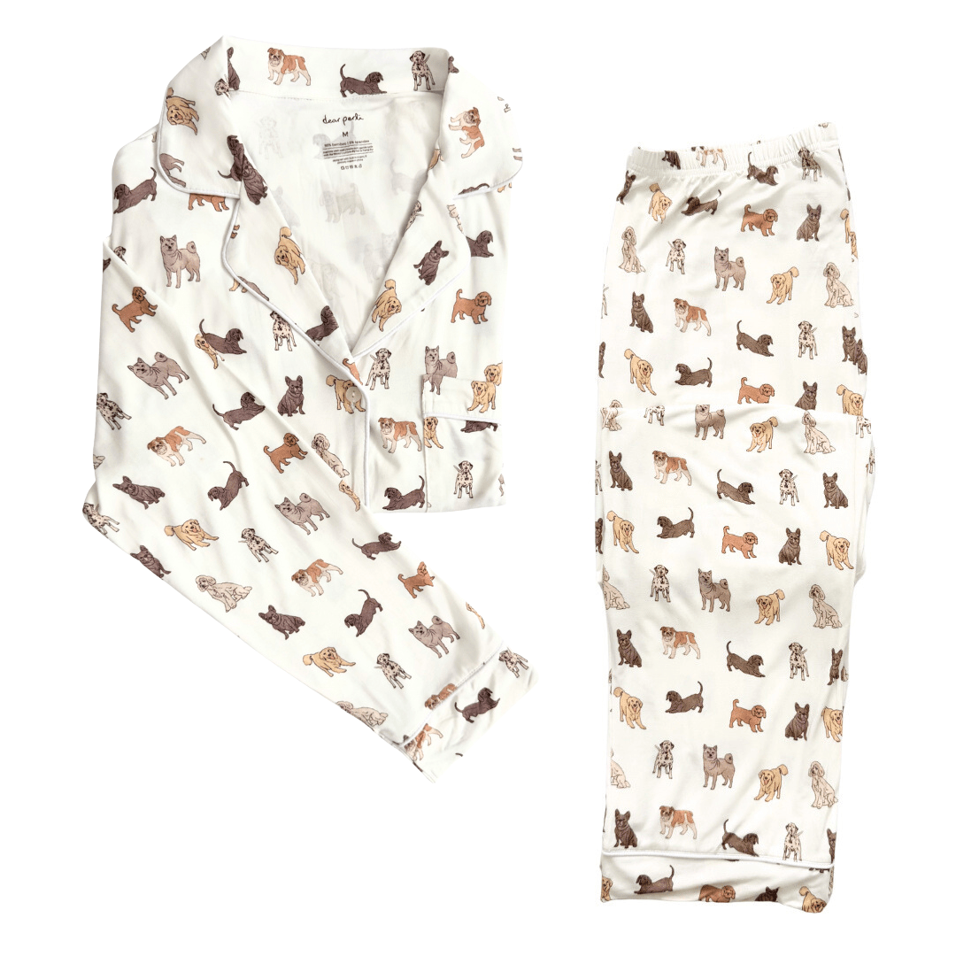 Women's Long Sleeve Pajama Set in Doggy Friends - Dear Perli