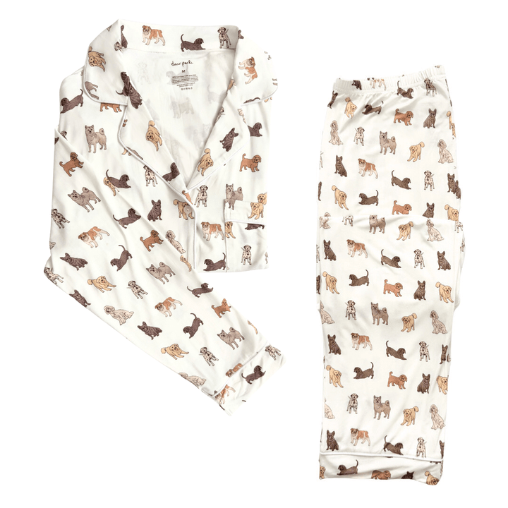 Women's Long Sleeve Pajama Set in Doggy Friends - Dear Perli