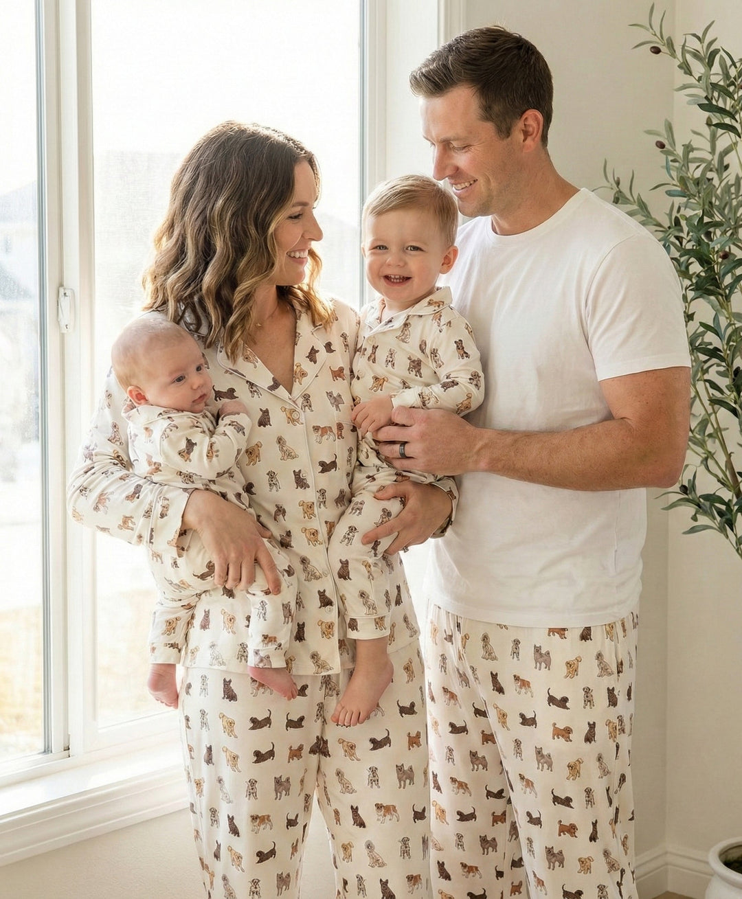 Women's Long Sleeve Pajama Set in Doggy Friends - Dear Perli