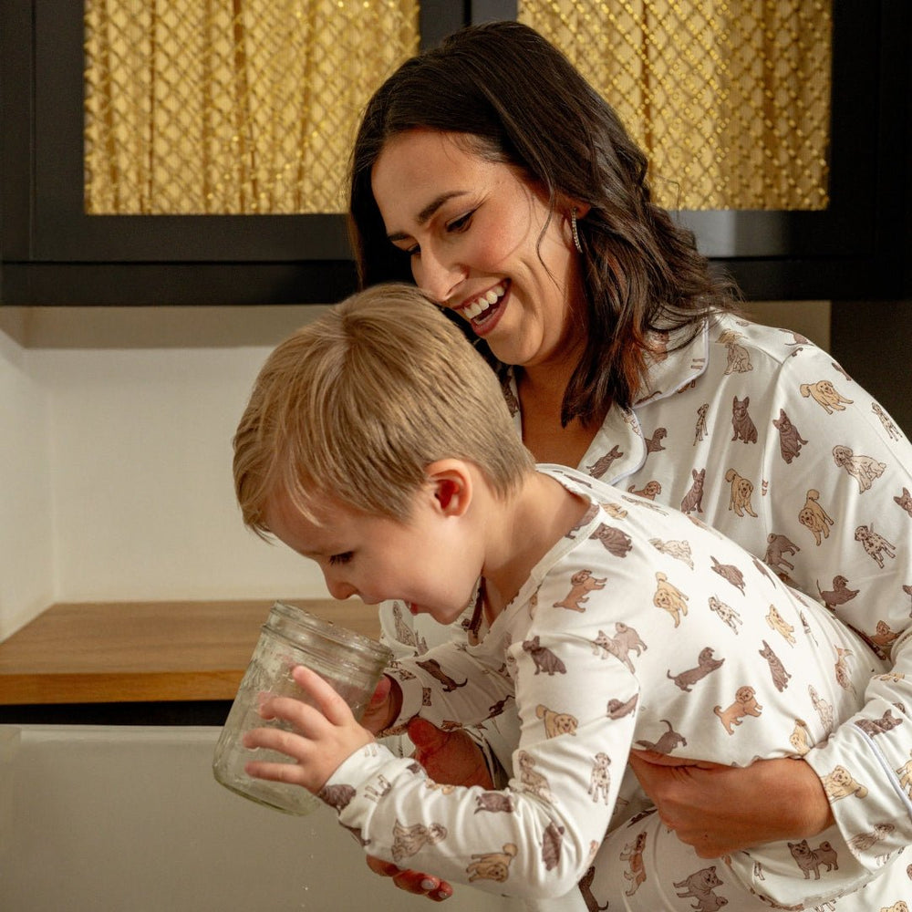 Women's Long Sleeve Pajama Set in Doggy Friends - Dear Perli